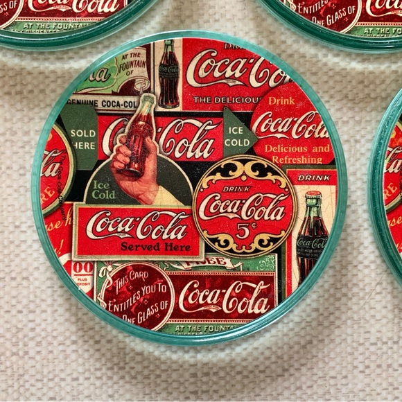COCA-COLA Vintage Coasters Set Of 4 - Picture 4 of 9